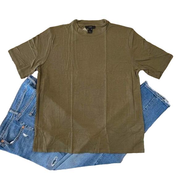 NWT J. Crew Olive Green Mockneck Lyocell T-Shirt - SIZE XS - Picture 1 of 8